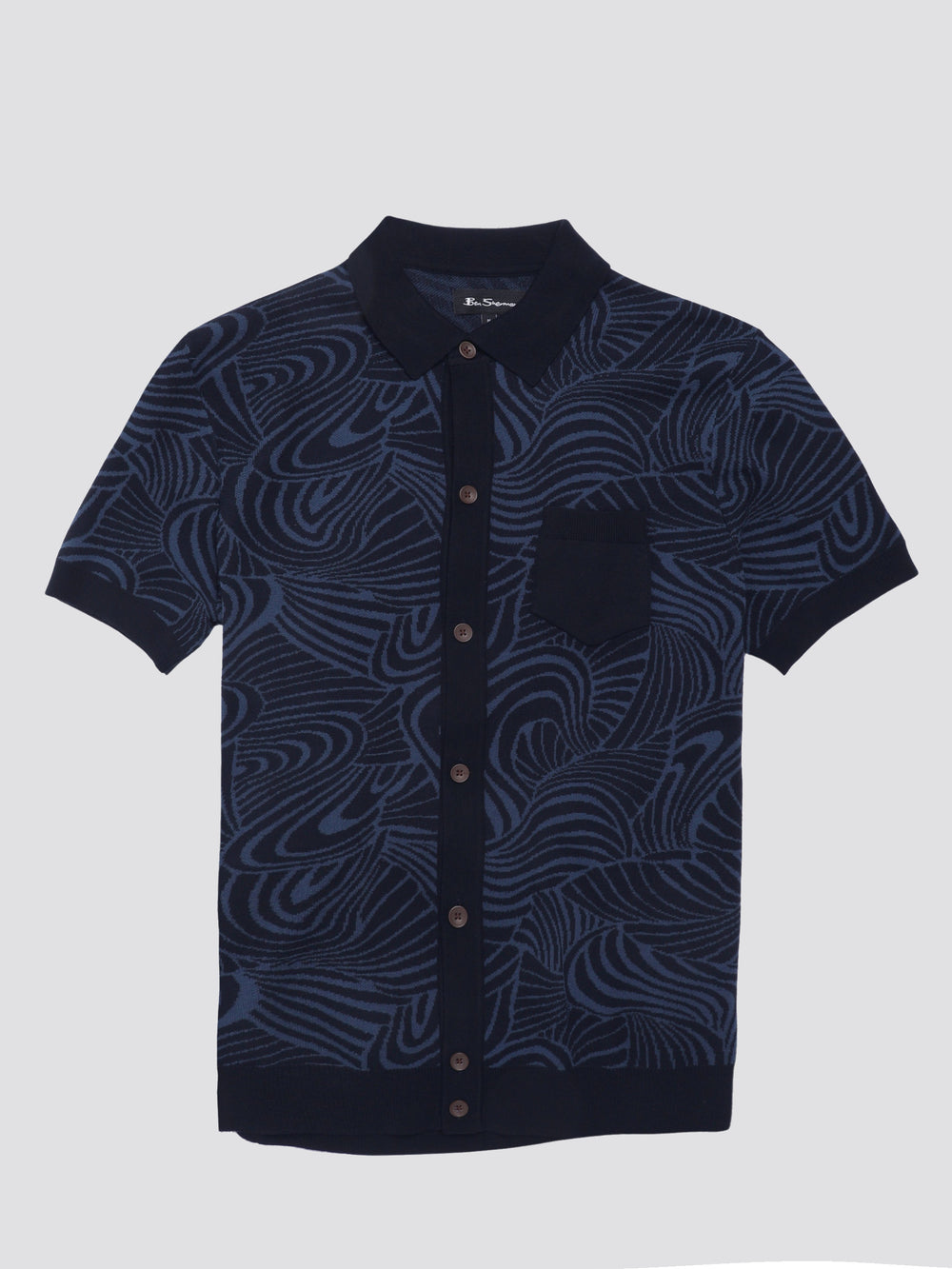 Knitwear Ben Sherman B by Ben Sherman Swirl Jacquard Button Through Polo Bleu Marine | KTJ-44860916